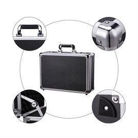 Black Aluminum Case Flight Case Tool Box Metal Hard Briefcase with Dual Locks