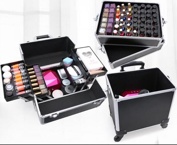 Fashion Large Makeup Case , Beauty Trolley Case With Drawers 350*260*710mm