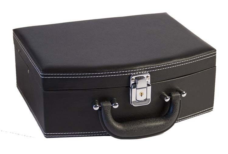 Black Leather Jewelry Travel Case Lockable For Makeup Storage Case